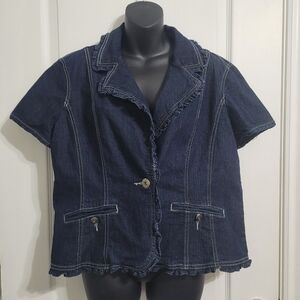 Baccini Dark Blue Short-sleeve Denim Jacket Sz XL